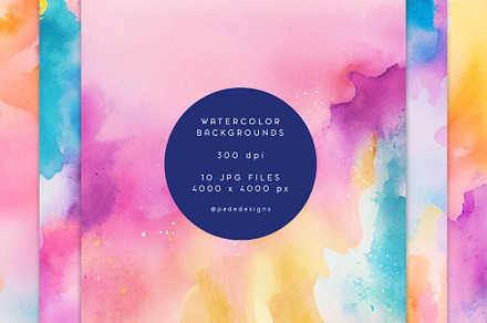 Multicolor Watercolor Textures, a Texture Graphic by PeDe Designs