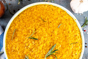 Homemade Pumpkin Risotto with Parmesan, Tasty Autumn Comfort Foo, a Food & Drink Photo by Rimma