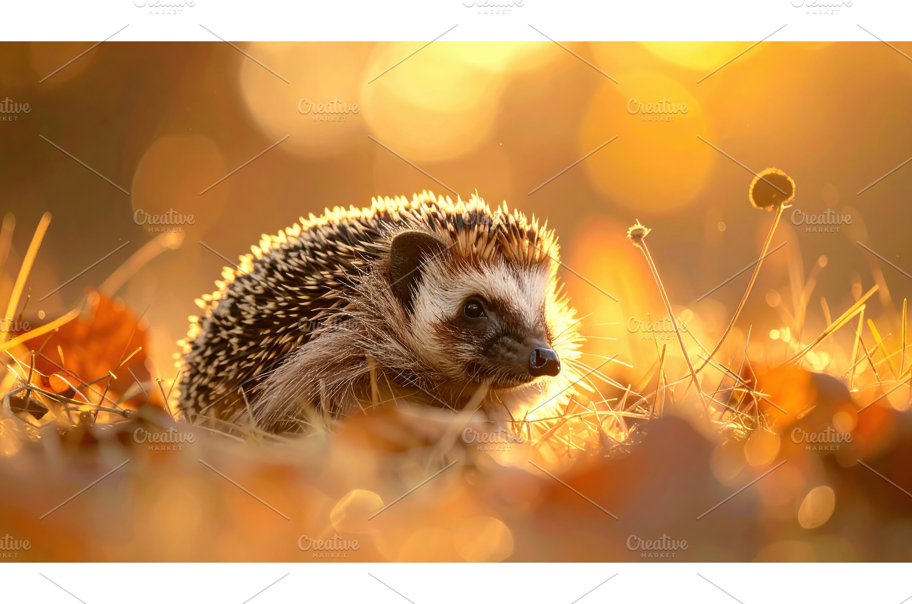 Small hedgehog walking through dry, an Animal Photo by Igor Tichonow