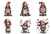 Whimsical Valentine's Gnome Clipart, an Illustration by CraftArtStudio (Thumbnail 6 of 6)