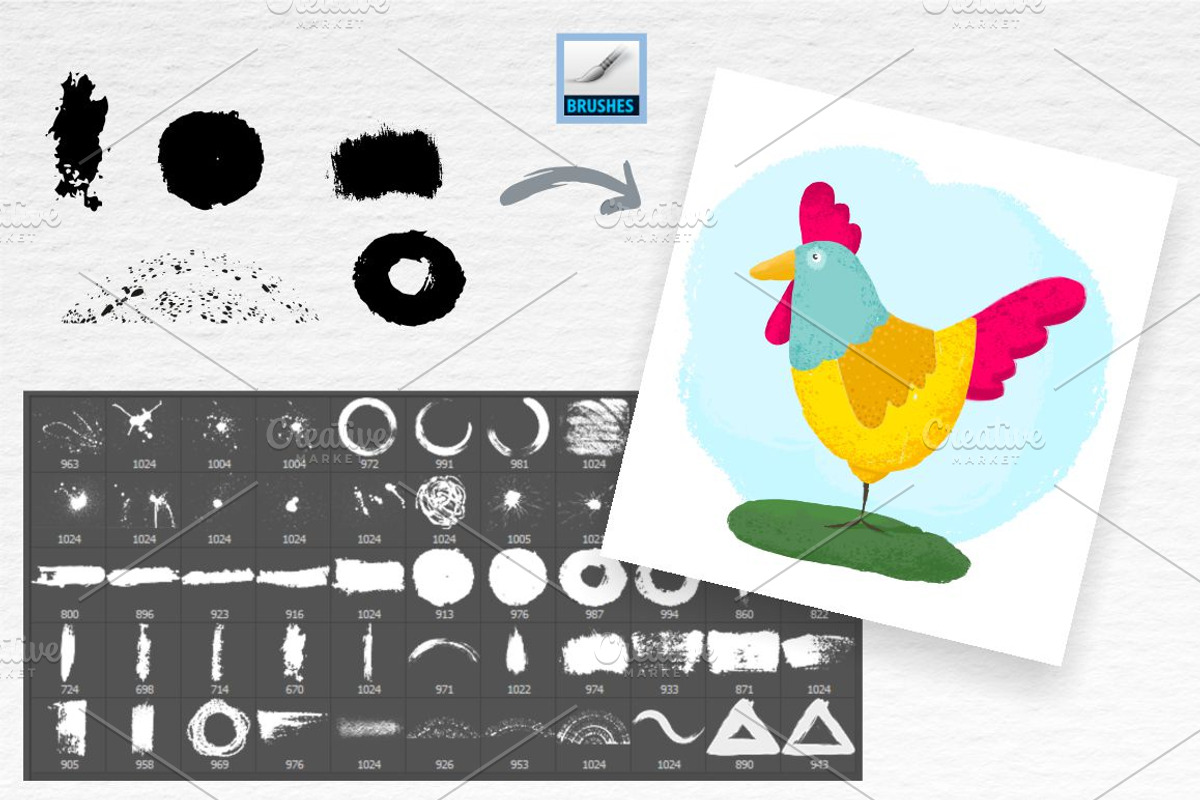 Hand-Drawn Ink Brushes Set, a Brush Add-On by ElenaKovalyova (Photo 2 of 4)