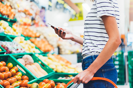 Woman shopping healthy food stock photo containing phone and girl, a Person Photo by A_B_C