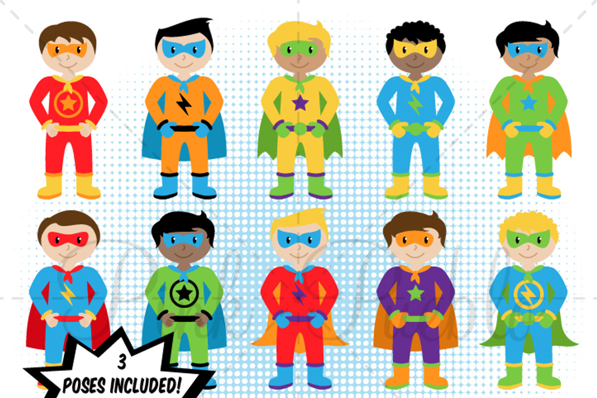 Boy Superhero Clipart & Vectors, an Illustration by PinkPueblo (Photo 2 of 3)