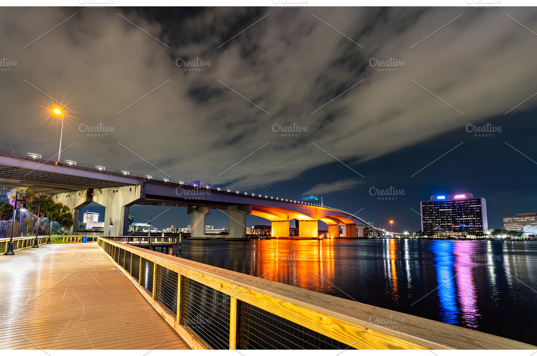 Acosta Bridge and St. Johns River at, an Architecture Photo by Leonid Andronov