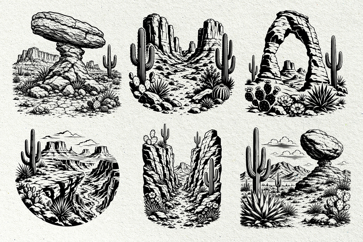 Desert Scenes Line Art Graphics, a Decorative Illustration by DENIDigitalArtSudio (Photo 4 of 10)
