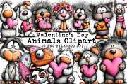 Valentine Animals Clipart, an Illustration by Libby Wishes (Thumbnail 1 of 7)