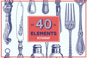 Restaurant Vector Pack - 40 Elements