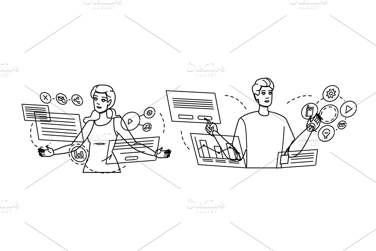 future digital transformation vector, a Person Illustration by pikepicture