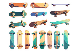 Cartoon skateboard set. Different, an Object Illustration by Stock-Smart-Start