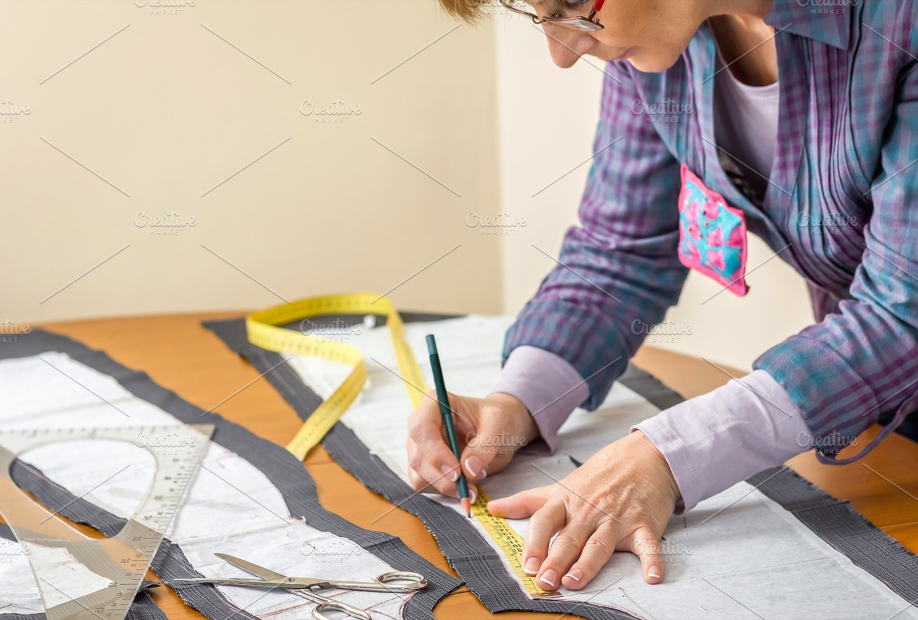 Dressmaker drawing tailor pattern featuring dressmaker, tailor, and draw, an Arts & Entertainment Photo by davidpereiras