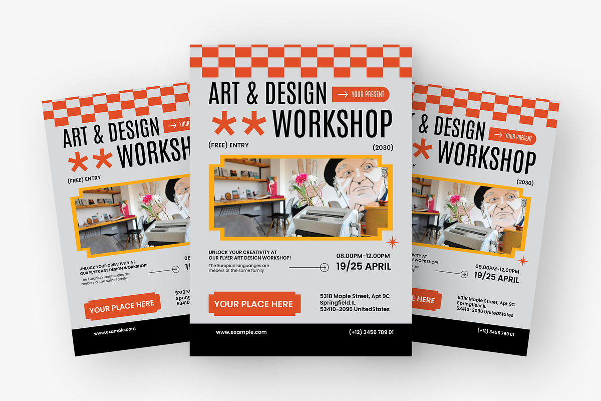 Grey Art & Design Workshop Flyer, a Flyer Template by SquidPixey (Photo 3 of 5)