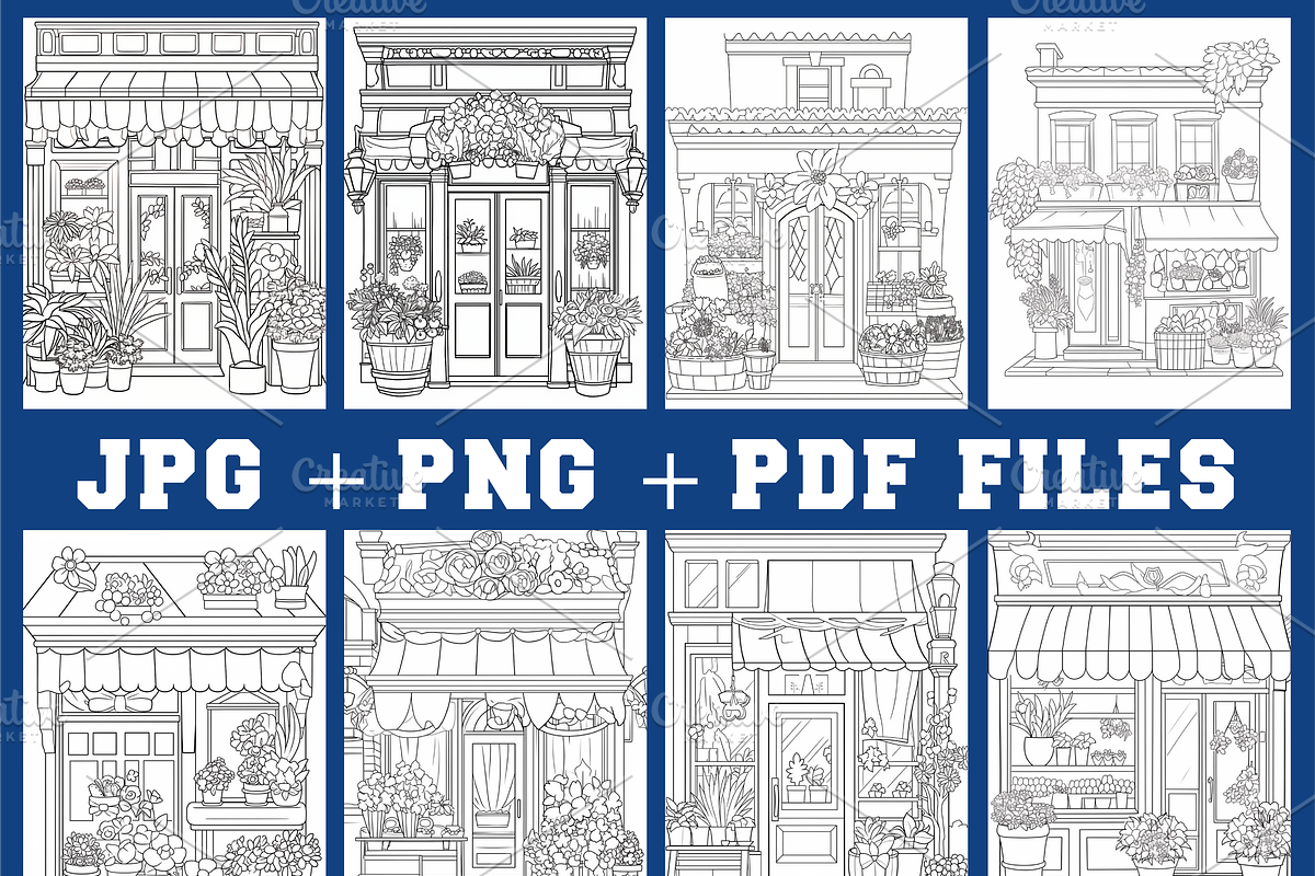 Floral Storefront Coloring Book Page, a Decorative Illustration by Coco Bloom (Photo 2 of 5)