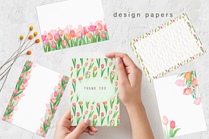 Watercolor Tulips Set