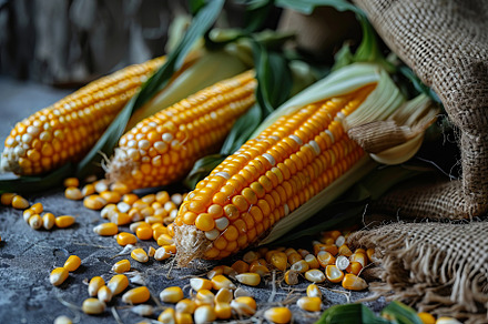 Close up of fresh corn groats and se, a Food & Drink Photo by Pixeness