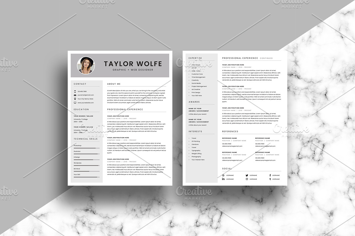 Resume/CV Template - 3 Page - Taylor, a Resume Template by Minty Fresh Graphics (Photo 3 of 4)