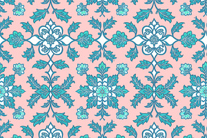 Vintage Teal Blue and Pink Delicate, a Pattern Graphic by Sharon Schwalbe