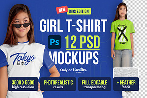 Asian Kids Girl T-Shirt Mockups