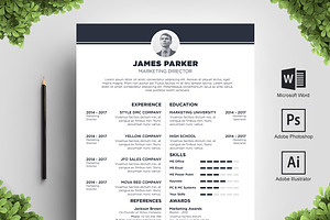 Center Midnight Resume Template, a Resume Template by Big Zone Studio