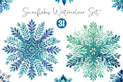 Snowflakes Watercolour Set Clipart, an Illustration by DreamCafeArt (Thumbnail 1 of 7)