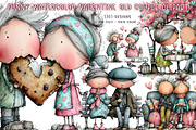 funny watercolor valentine old coupl, an Illustration by CreationArt (Thumbnail 1 of 5)