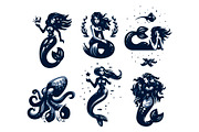 Mermaids and inhabitants of the sea., an Animal Illustration by Masterlevsha (Thumbnail 1 of 2)