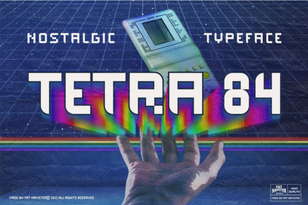 TETRA 84 80s font typeface tetris, a Font by Fat Hamster (Photo 1 of 6)
