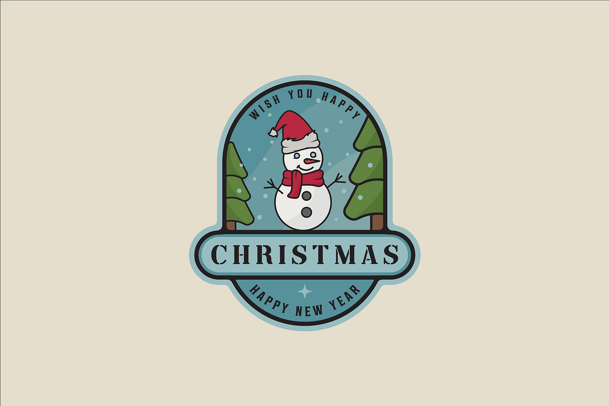 christmas snowman emblem logo line, a Branding & Logo Template by zyxroun shop