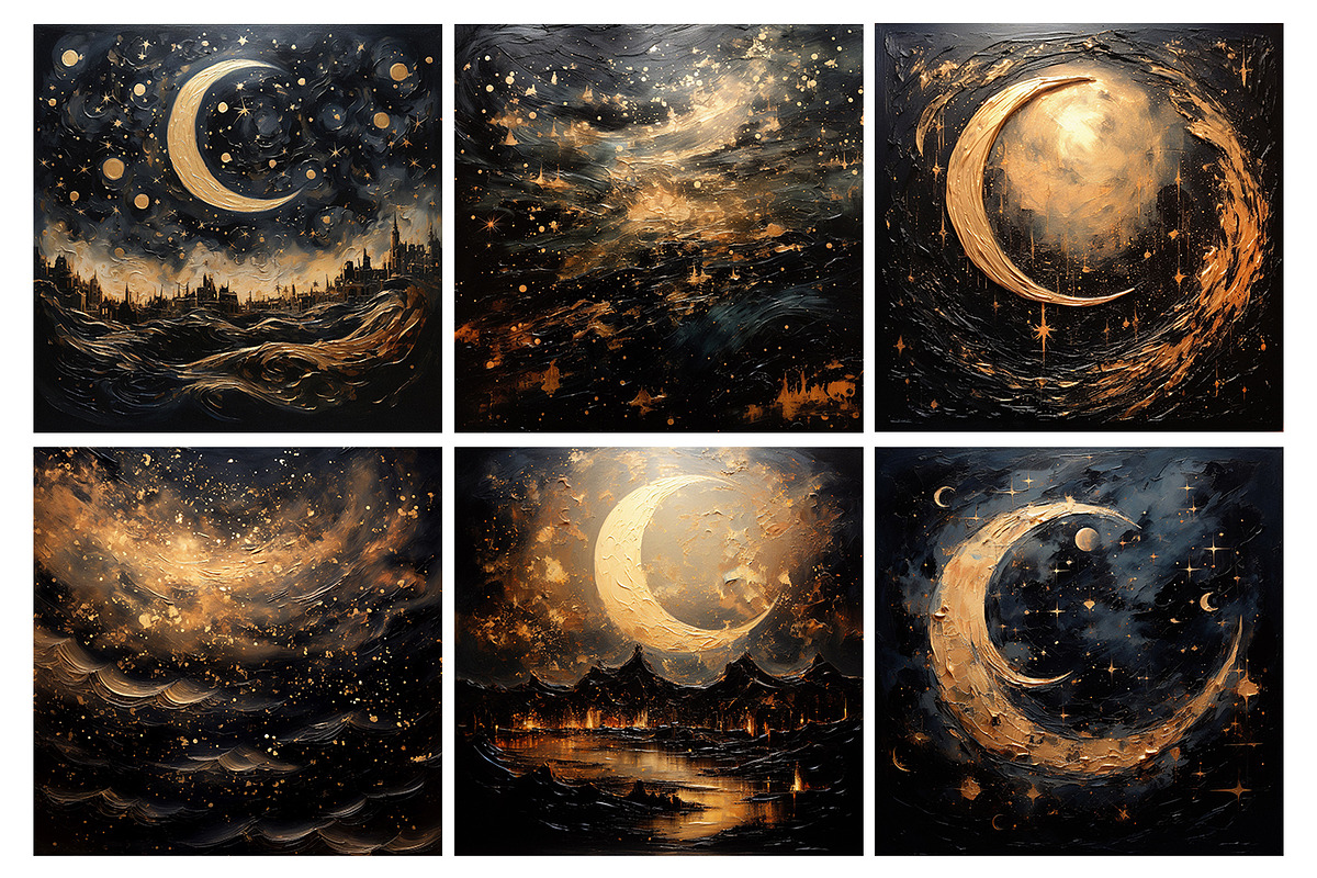 12 Golden Starry Night Backgrounds, a Background Graphic by PixelJungle (Photo 3 of 4)