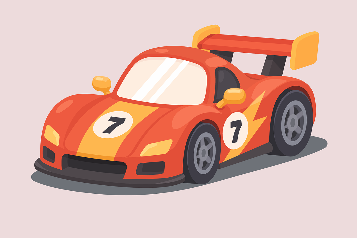 Red Racing Sports Car on Road Vector, a Transportation Illustration by Artpon Illustration (Photo 3 of 3)