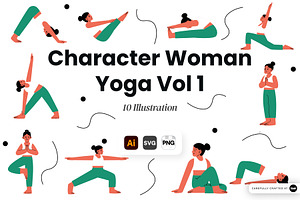 Character Woman Yoga Vol 1 Doodle, a Sport Illustration by SLAB! Design