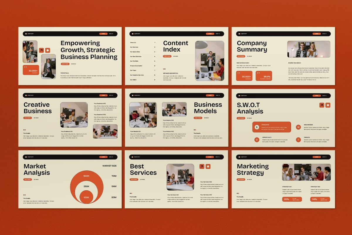 Cream Orange Business Plan Keynote, a Presentation Template by graphicook (Photo 2 of 4)