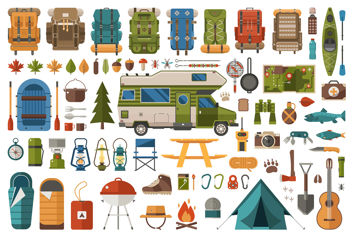 Camping and Hiking Design Elements, an Illustration by Alex Krugli