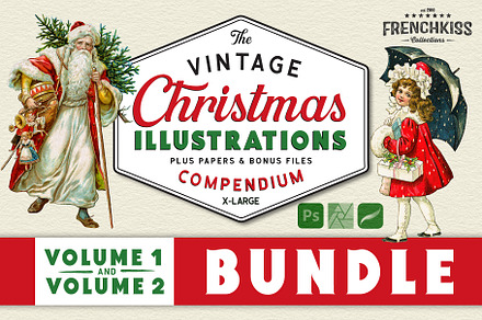 Vintage Christmas Illustration Bundl