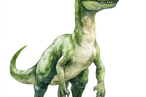 Watercolor painting of a green dinos, an Animal Photo by Pixeness Studio