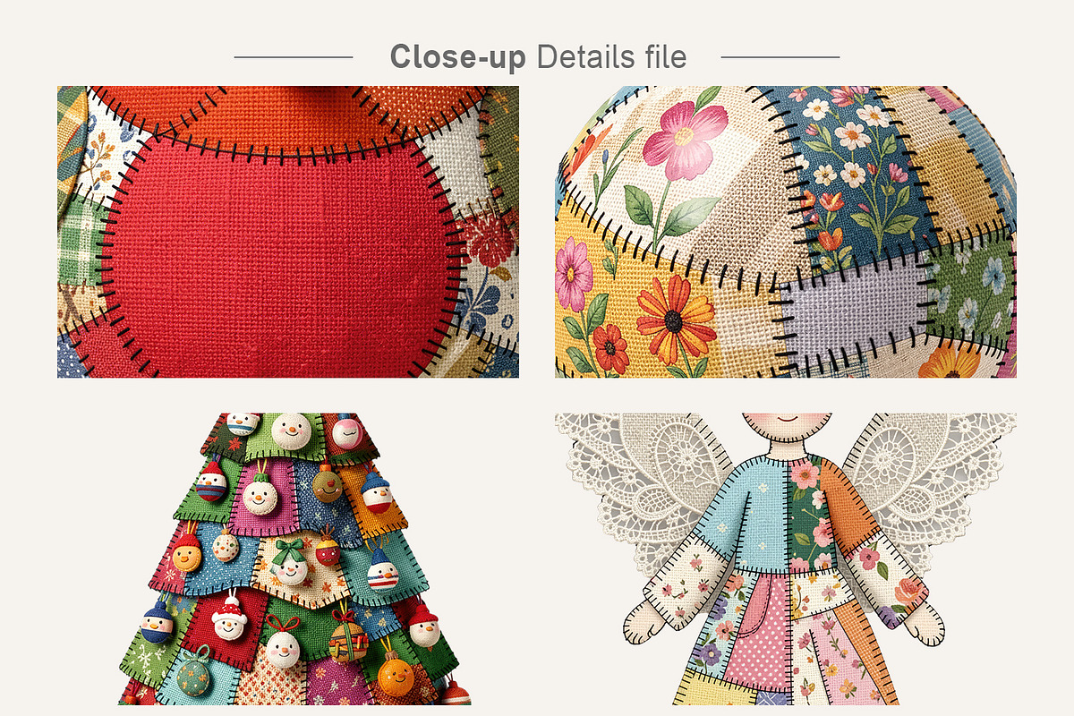 Christmas Patchwork Clipart, a Seasonal Illustration by Artnoy (Photo 4 of 7)