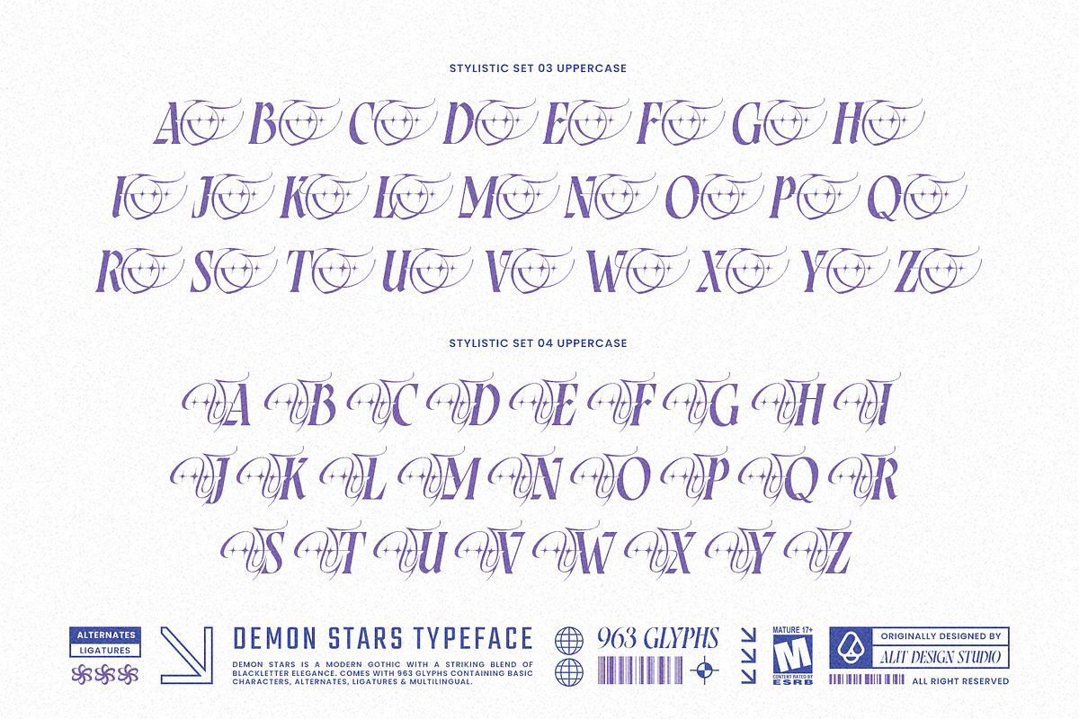 Demon Stars Typeface, a Blackletter Font by alit design (Photo 7 of 20)