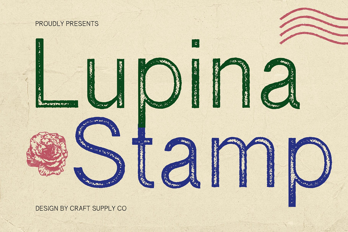 Lupina Stamp, a Sans Serif Font by Craft Supply Co. (Photo 1 of 8)