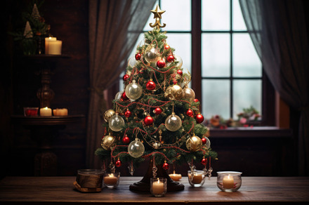 Christmas tree with candles and deco, a Photo by Iftikhar Alam