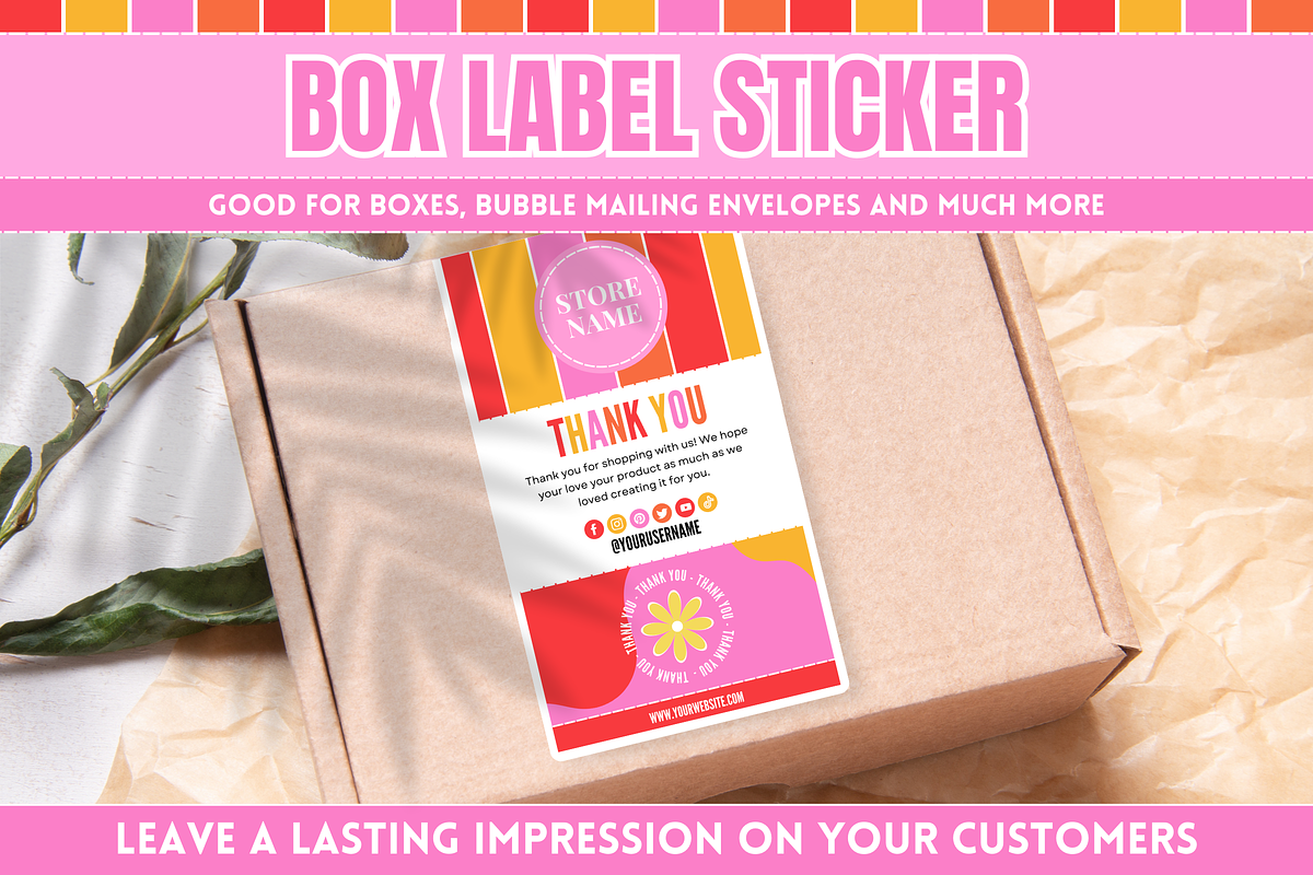 Thank You Box Label Stickers, a Stationery Template by SunshineStudioBoutique (Photo 4 of 8)