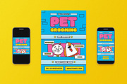Blue Cartoon Pet Grooming Flyer Set, a Flyer Template by Aiyari Graphic (Thumbnail 1 of 3)