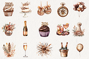 Boho New Year's Eve Clipart, an Illustration by NadiaTheronArt (Thumbnail 2 of 5)
