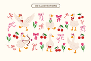 Romantic Geese-Clipart Pattern Cards, a Graphic by semenova.sense (Thumbnail 2 of 11)