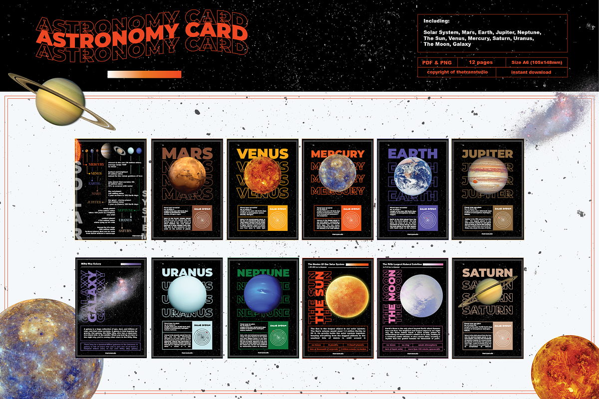 Astronomy Postcard | Digital Product, a Card Template by The Tran Studio (Photo 1 of 3)
