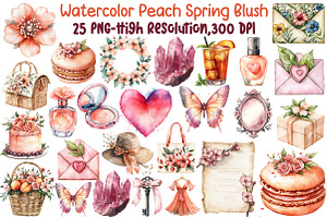 Watercolor Peach Spring Blush, an Illustration by Sublimation Artist