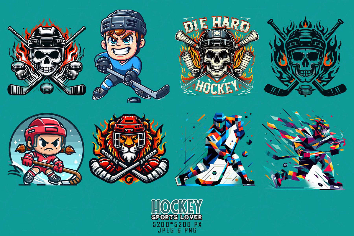 100 Retro Vintage Hockey Skull PNG, an Illustration by Sofia's Fashion (Photo 3 of 11)