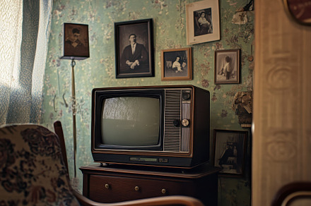 Nostalgic living room with vintage t, a Photo by Iftikhar Alam