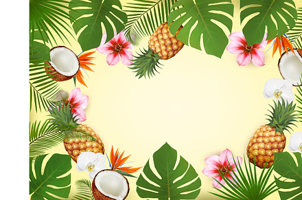 Summer tropical background with palm