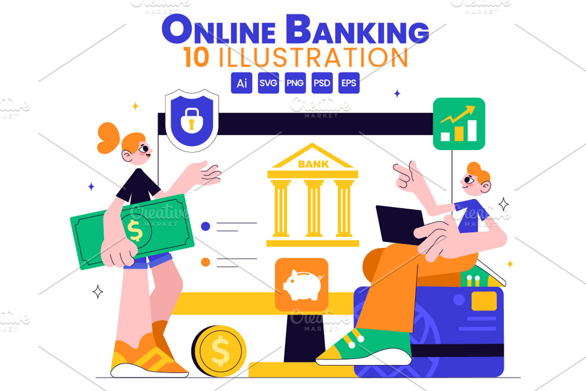 10 Online Banking Illustration, a Finance Illustration by denayunebgt (Photo 1 of 4)