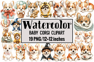 Baby Corgi Clipar, an Illustration by Design Market