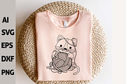 Funny Kawaii Cats Outline Clipart, an Animal Illustration by ARTify Illustrations (Thumbnail 5 of 7)